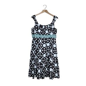 London Times Women's 14 Empire Waist A-Line Lined Dot Dress